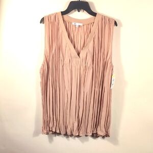DR 2 Elegant Pleated Tan Top Size Large NWTG